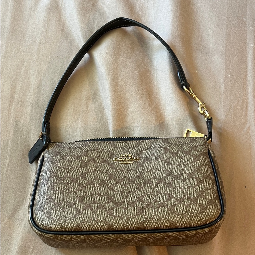 Coach Tan and Brown Signature Shoulder Bag
